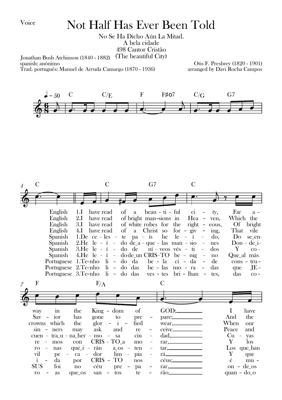 Not Half Has Ever Been Told (No Se Ha Dicho Aún La Mitad.) A bela cidade Piano scores gallery preview page 1