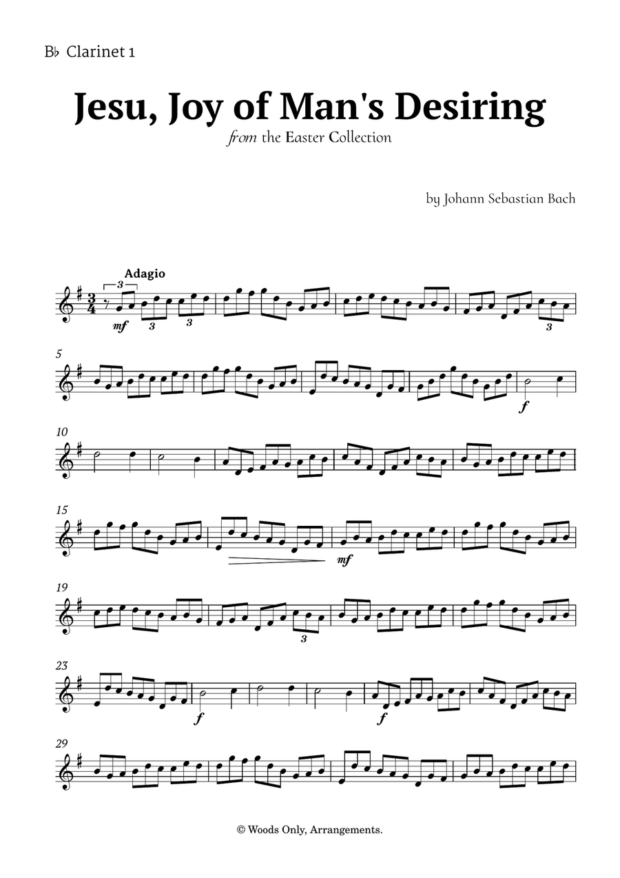 Jesu, Joy of Man's Desiring by Bach for Clarinet Quartet Clarinet Quartet scores gallery preview page 4
