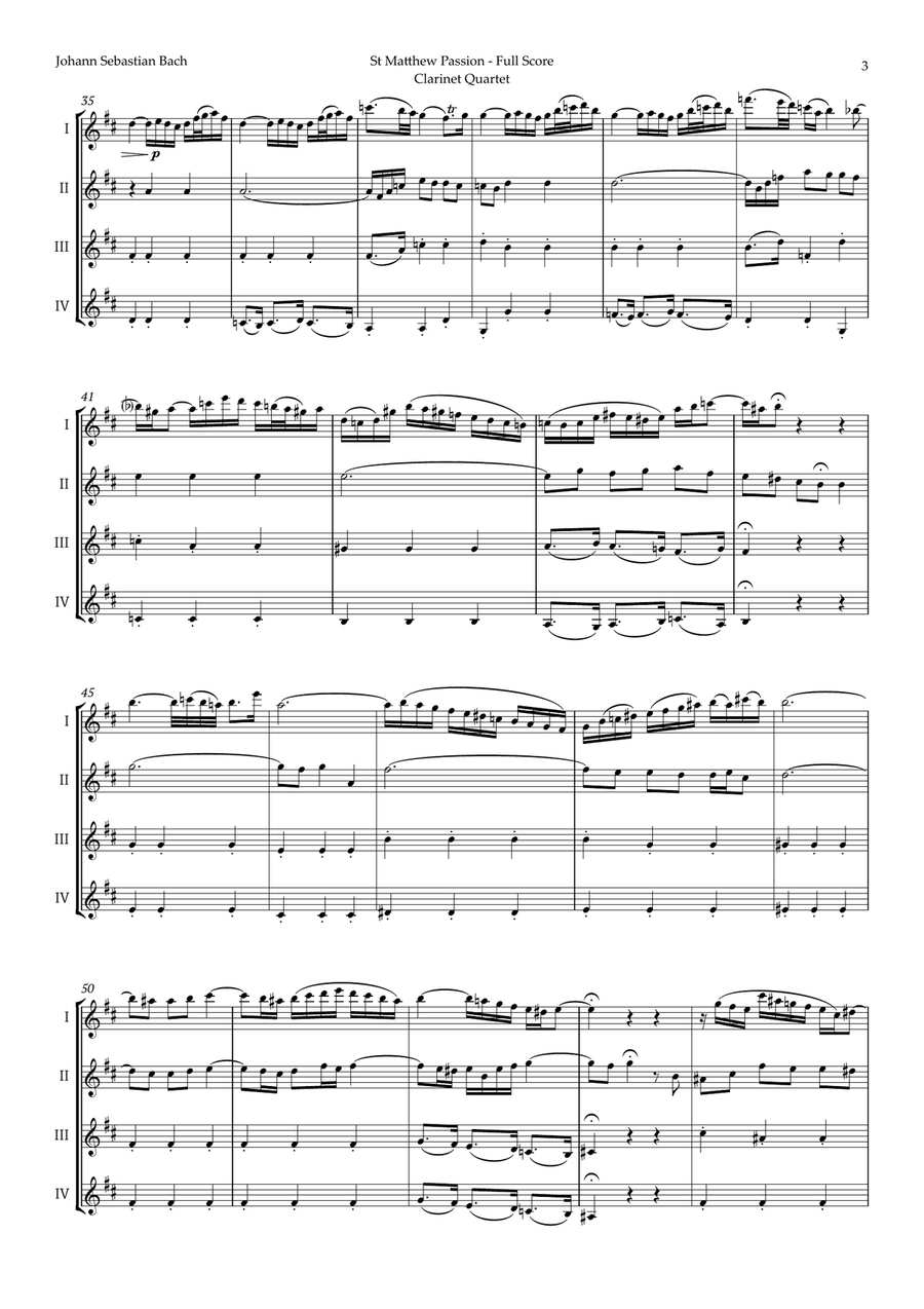 Aus Liebe will mein Heiland sterben by Bach for Clarinet Quartet Clarinet Quartet scores gallery preview page 3