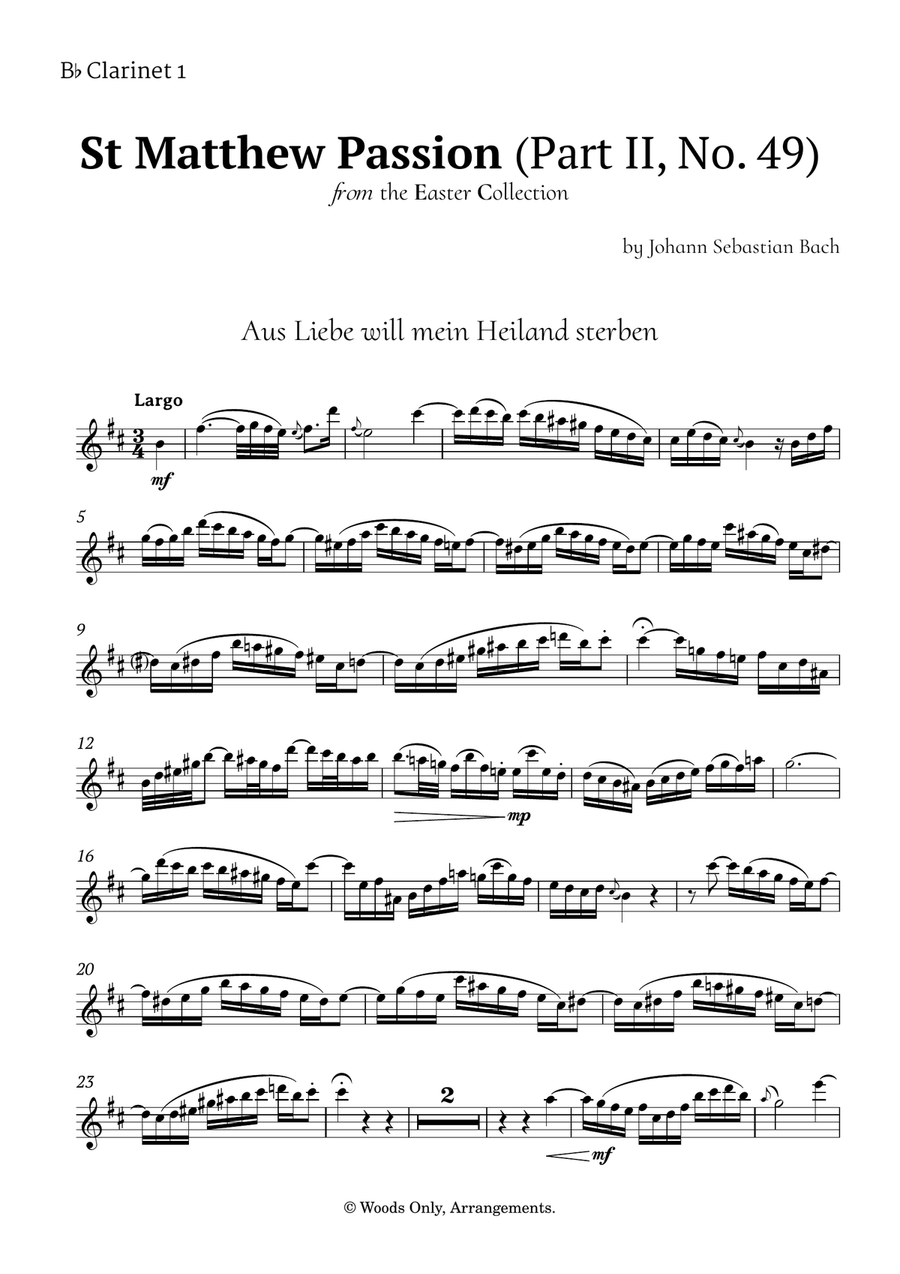 Aus Liebe will mein Heiland sterben by Bach for Clarinet Quartet Clarinet Quartet scores gallery preview page 5