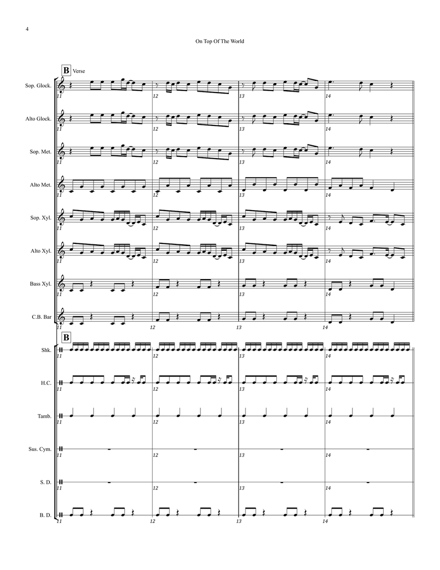 On Top Of The World - Score Only Percussion Ensemble scores gallery preview page 4