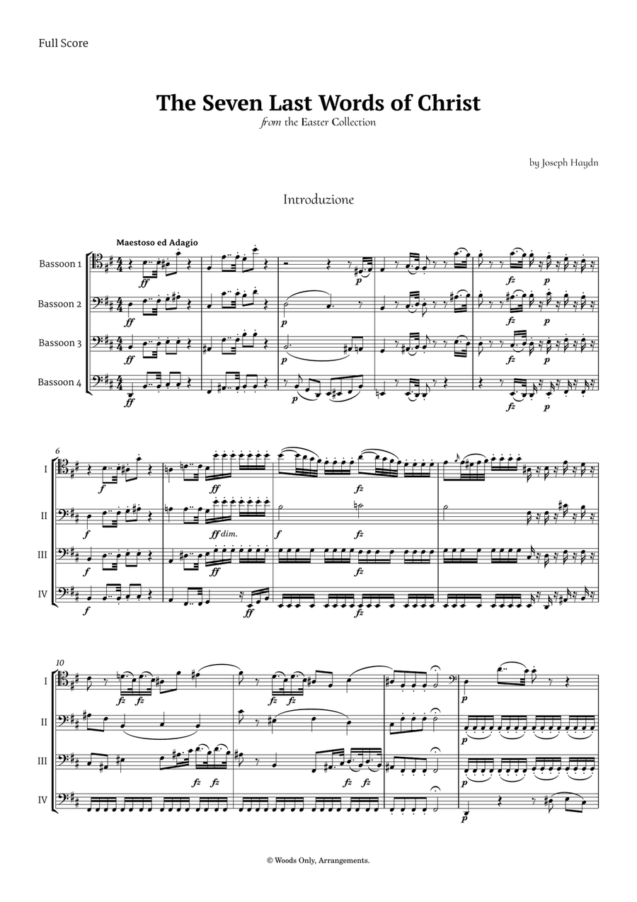 The Seven Last Words of Christ by Haydn for Bassoon Quartet Bassoon Quartet scores gallery preview page 1