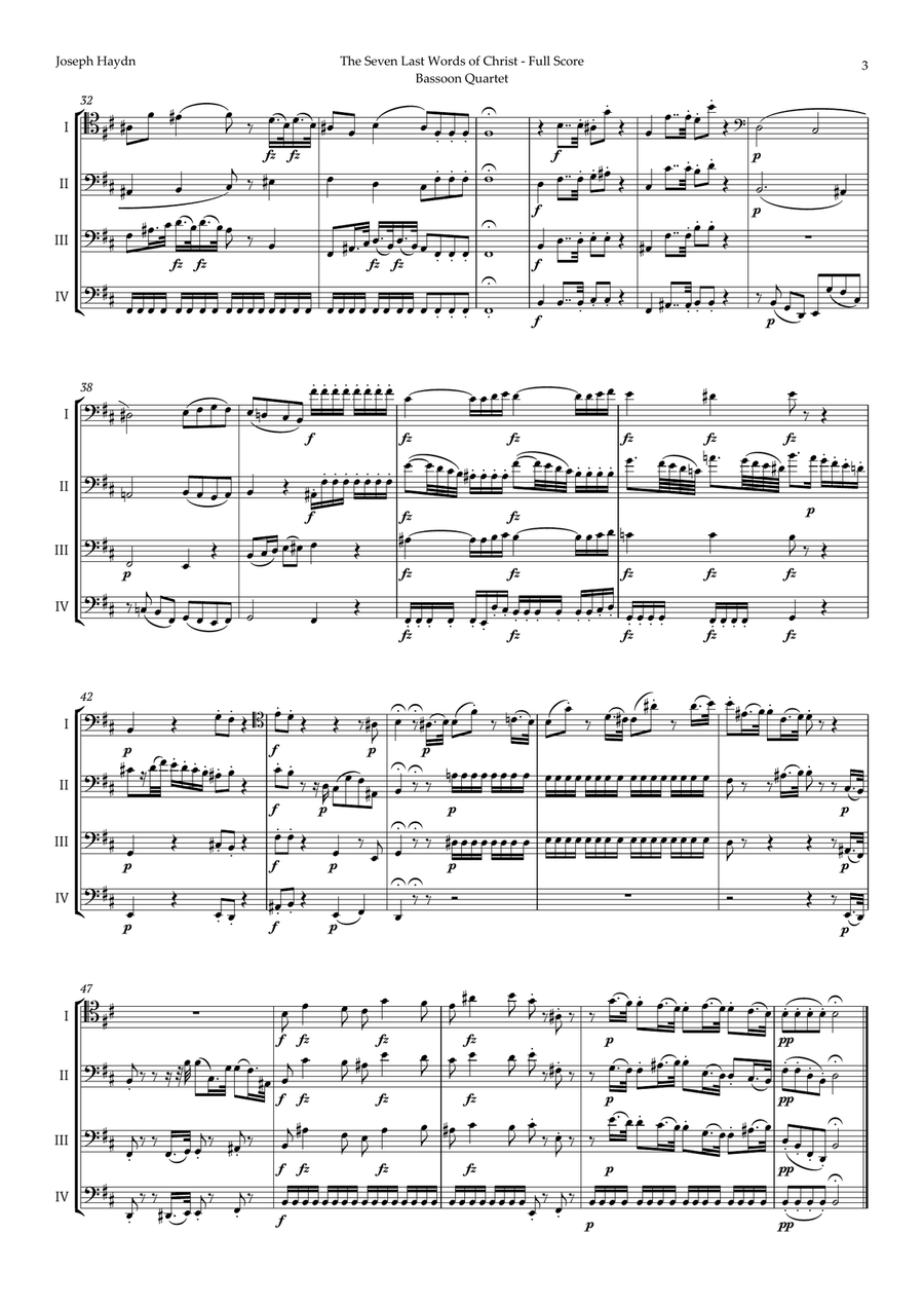 The Seven Last Words of Christ by Haydn for Bassoon Quartet Bassoon Quartet scores gallery preview page 3