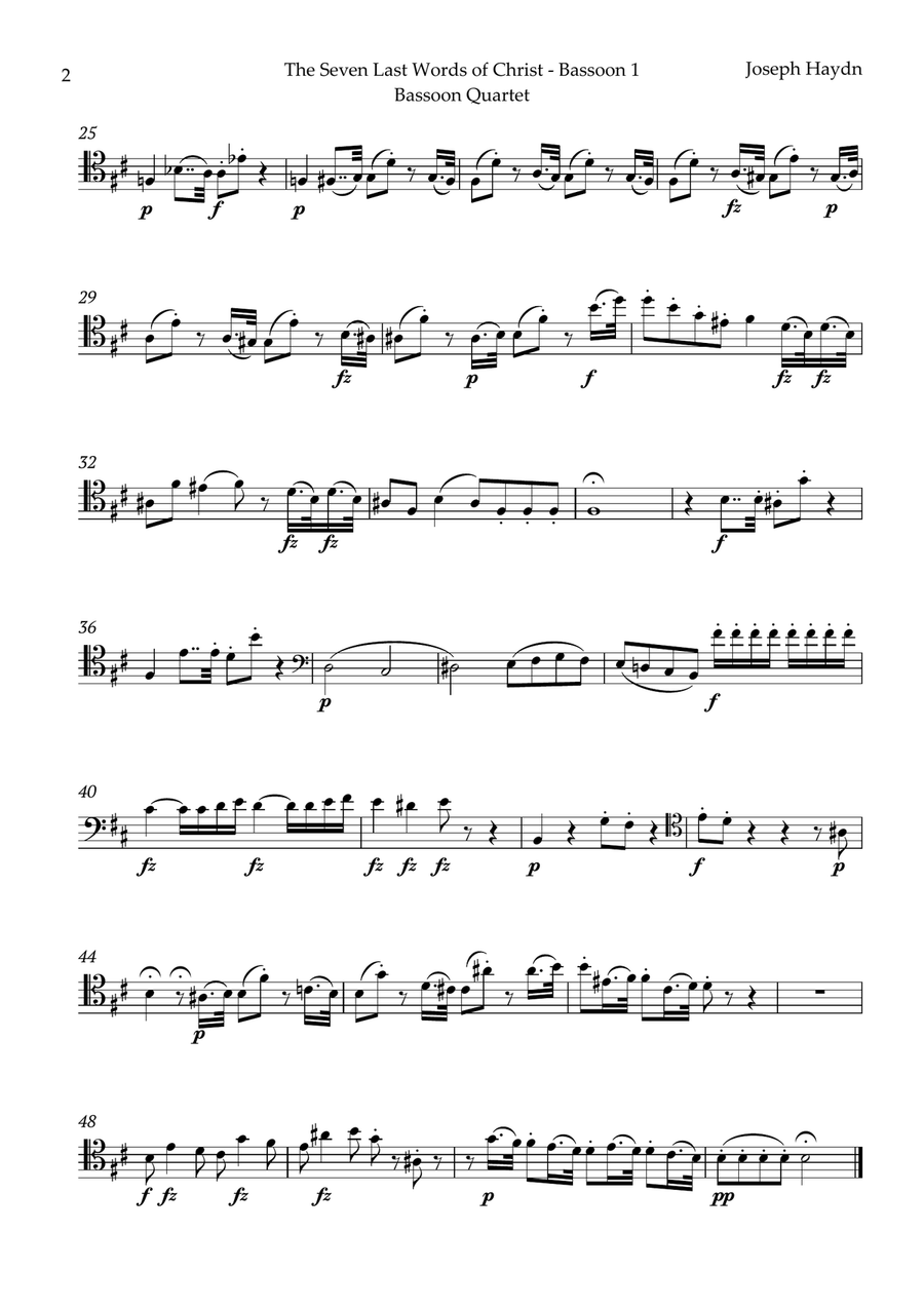The Seven Last Words of Christ by Haydn for Bassoon Quartet Bassoon Quartet scores gallery preview page 5