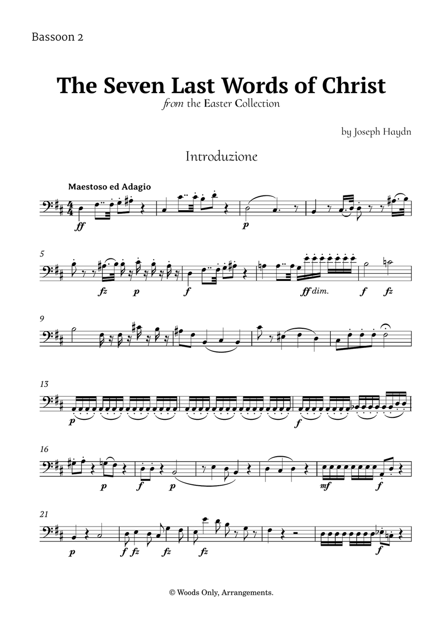 The Seven Last Words of Christ by Haydn for Bassoon Quartet Bassoon Quartet scores gallery preview page 6