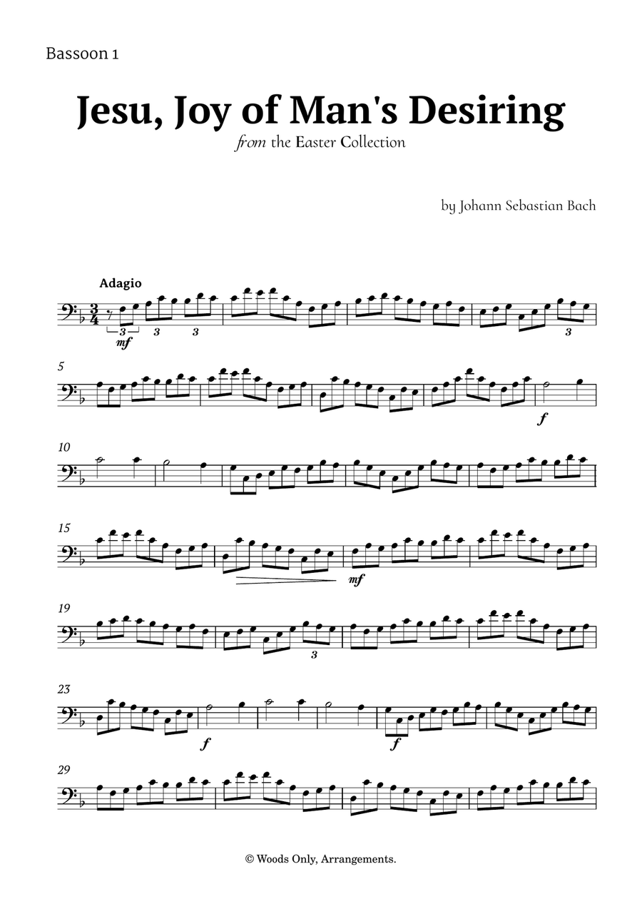 Jesu, Joy of Man's Desiring by Bach for Bassoon Quartet Bassoon Quartet scores gallery preview page 4
