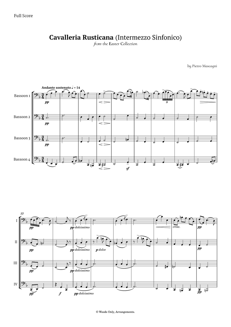 Intermezzo Sinfonico by Pietro Mascagni for Bassoon Quartet Bassoon Quartet scores gallery preview page 1