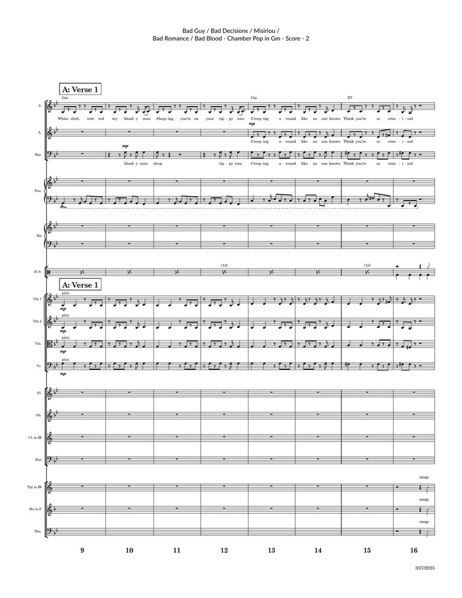 Medley: Bad Guy with Misirlou (Instr & Original Greek Lyr Version), Bad Decisions, Bad Romance, a... Large Ensemble scores gallery preview page 2