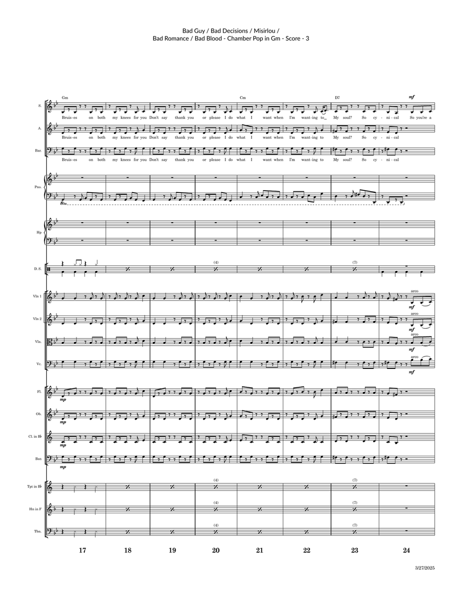 Medley: Bad Guy with Misirlou (Instr & Original Greek Lyr Version), Bad Decisions, Bad Romance, a... Large Ensemble scores gallery preview page 3