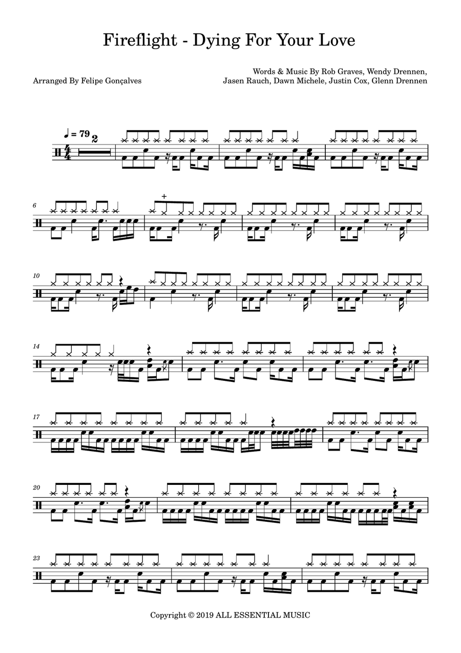 Dying For Your Love Dying For Your Love Drum Set scores gallery preview page 1