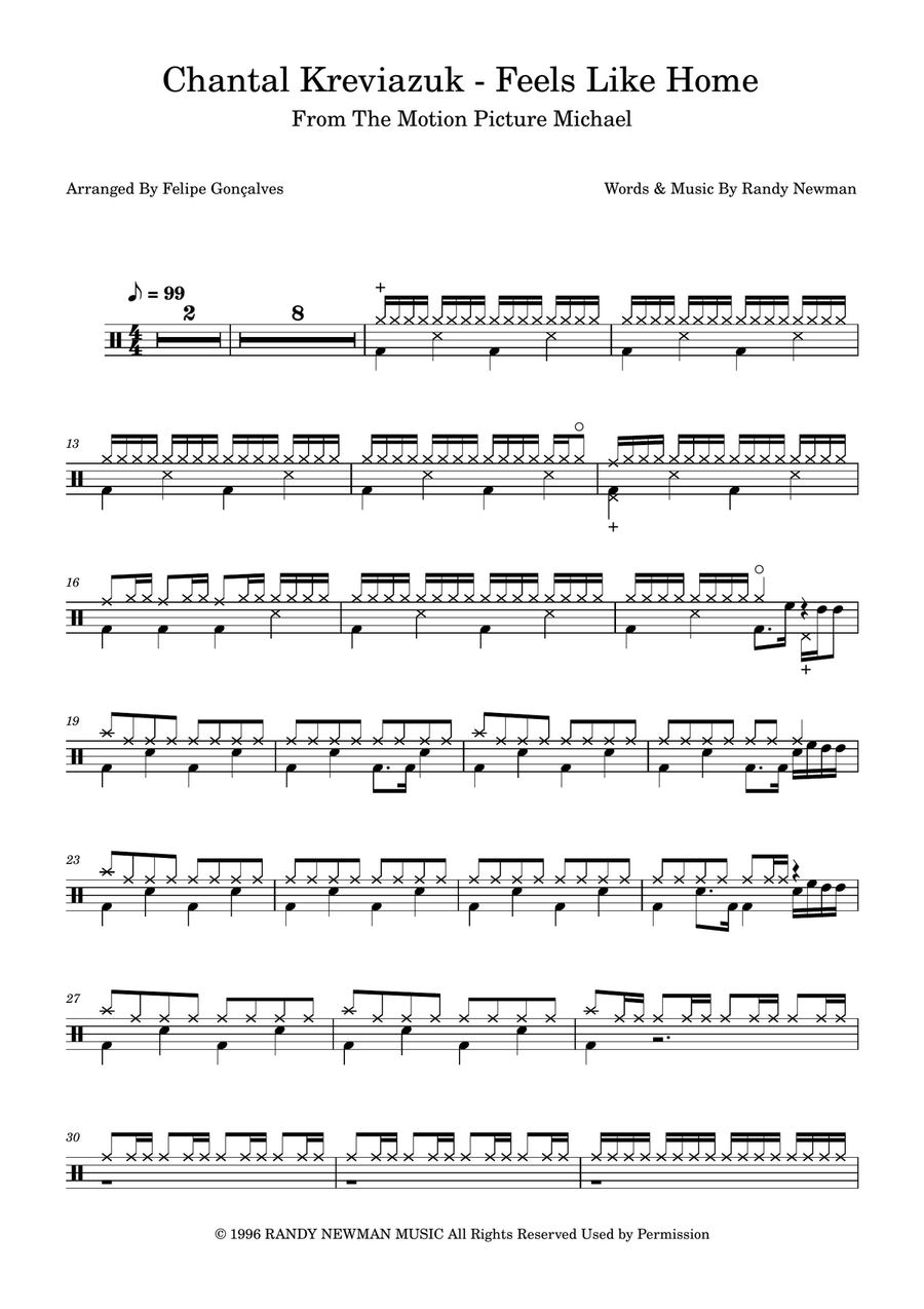 Feels Like Home Feels Like Home Drum Set scores gallery preview page 1