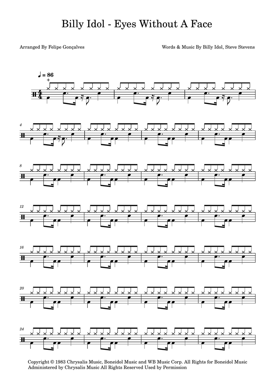 Eyes Without A Face Eyes Without A Face Drum Set scores gallery preview page 1