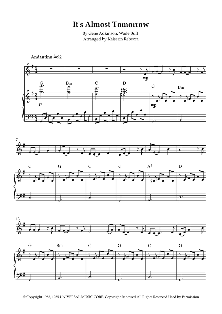 It's Almost Tomorrow It's Almost Tomorrow Violin Solo scores gallery preview page 1