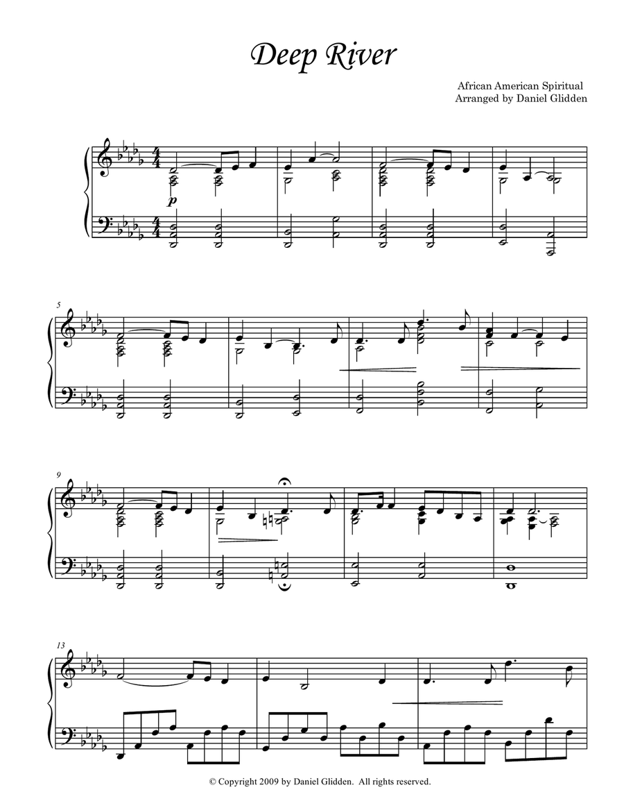 Deep River Deep River Piano Solo scores gallery preview page 1