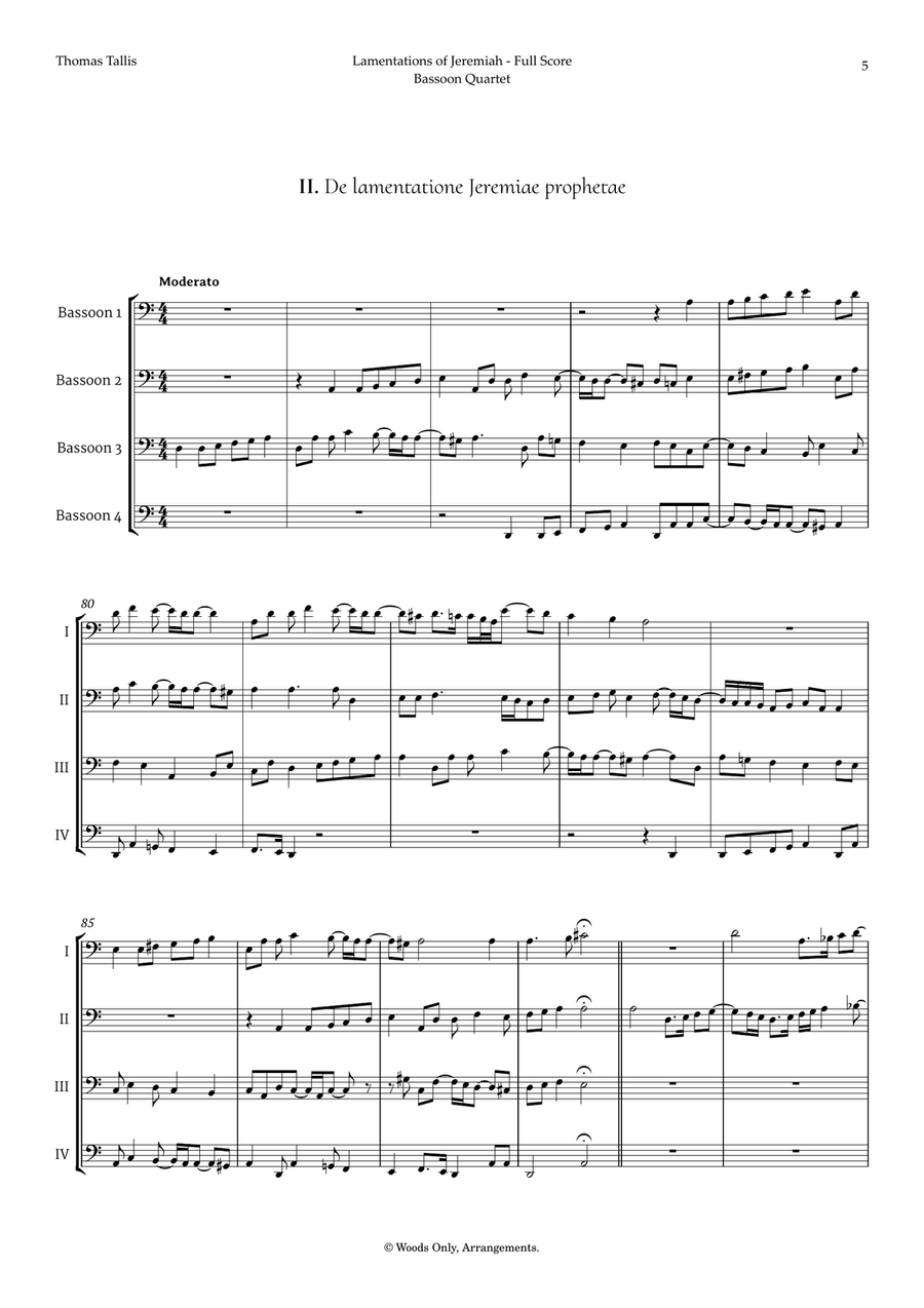 Lamentations of Jeremiah by Thomas Tallis for Bassoon Quartet Bassoon Quartet scores gallery preview page 5