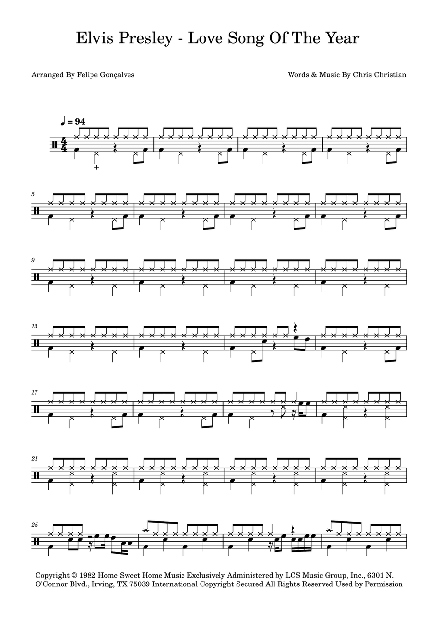 Love Song Of The Year Love Song Of The Year Drum Set scores gallery preview page 1