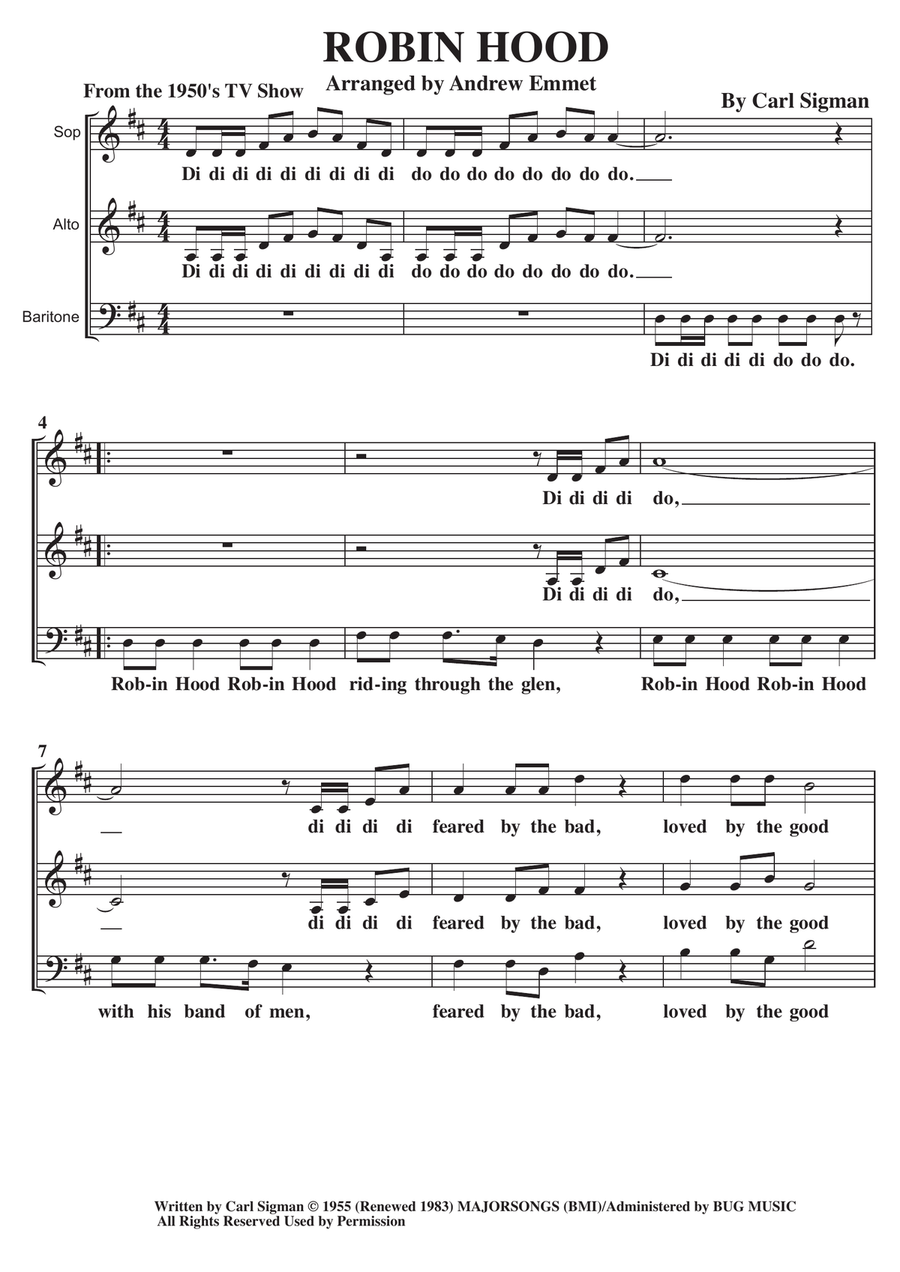 Robin Hood Robin Hood 3-Part scores gallery preview page 1