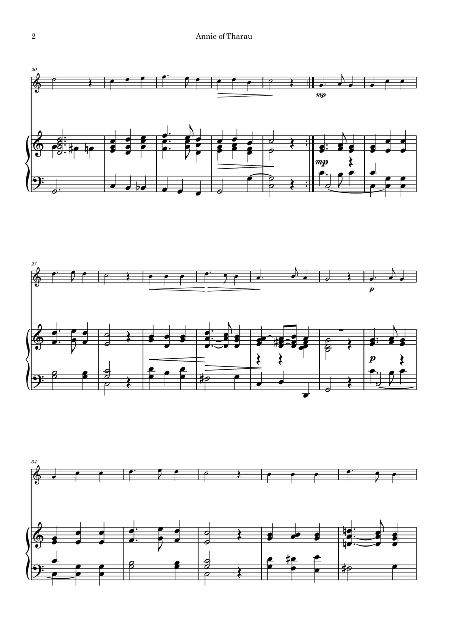 Annie the Tharau. Violin and piano duo Violin Solo scores gallery preview page 2