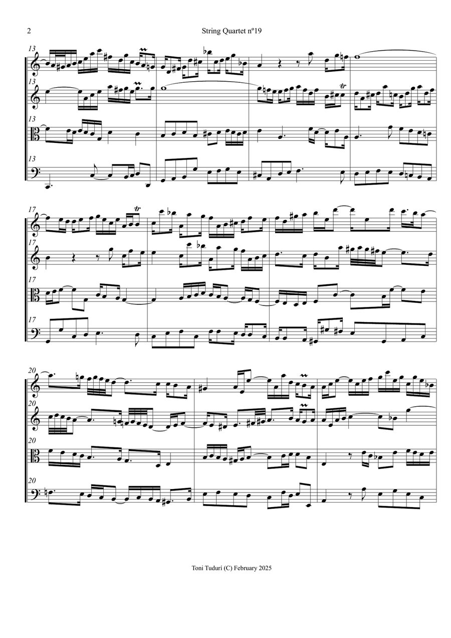 String quartet nº19 (Arrangement for string quartet of Trio Sonata BWV1037) String Quartet scores gallery preview page 2