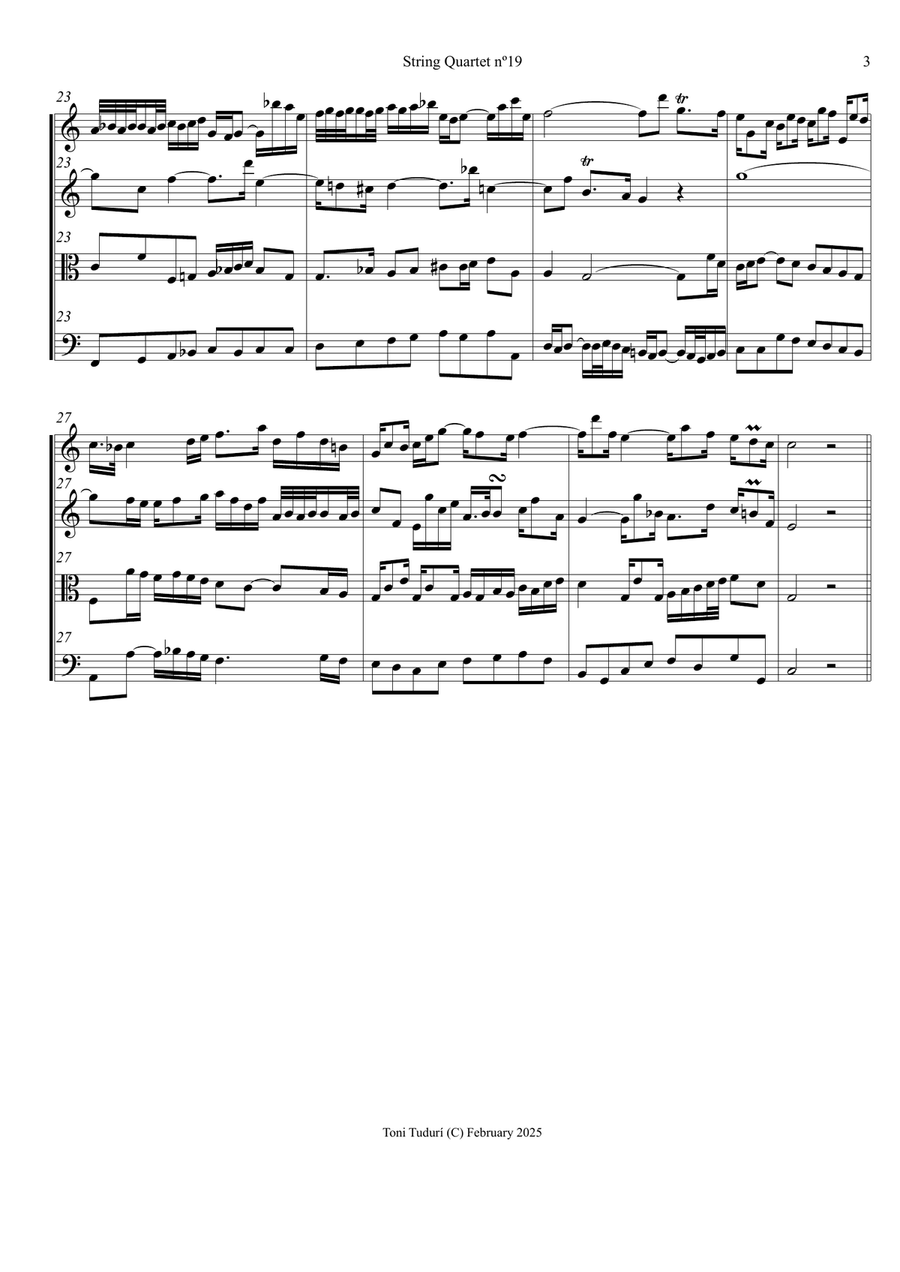 String quartet nº19 (Arrangement for string quartet of Trio Sonata BWV1037) String Quartet scores gallery preview page 3