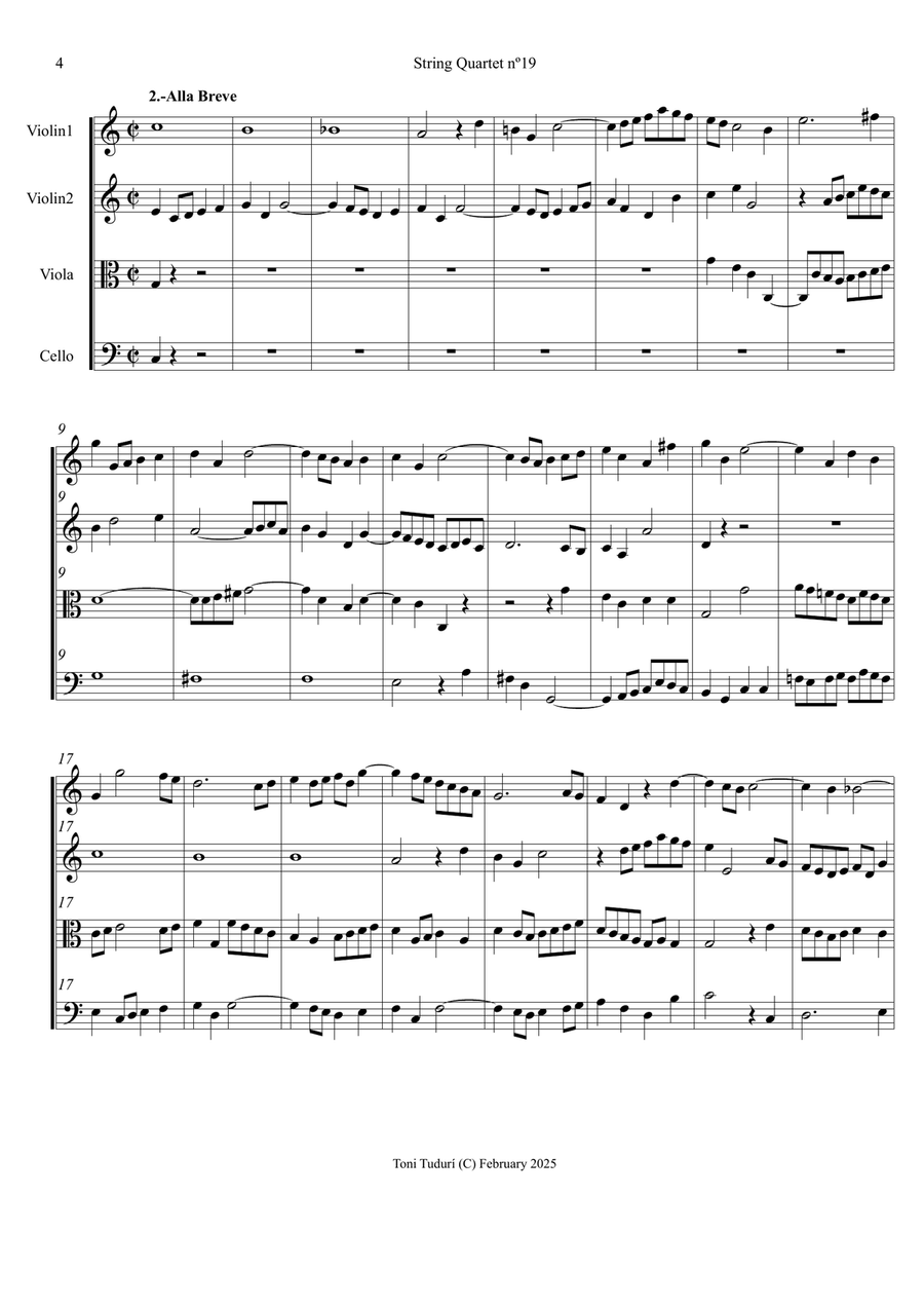 String quartet nº19 (Arrangement for string quartet of Trio Sonata BWV1037) String Quartet scores gallery preview page 4