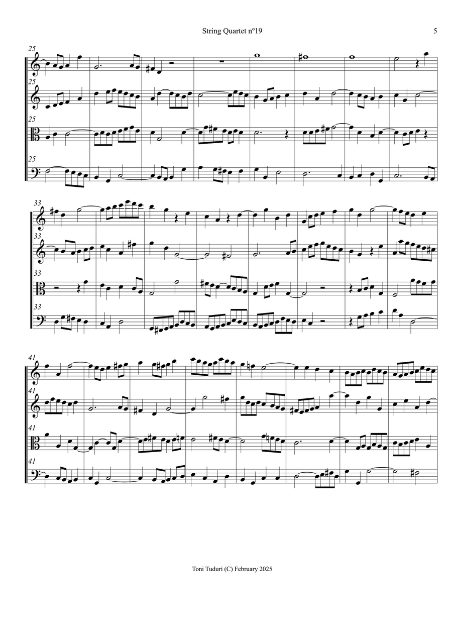 String quartet nº19 (Arrangement for string quartet of Trio Sonata BWV1037) String Quartet scores gallery preview page 5