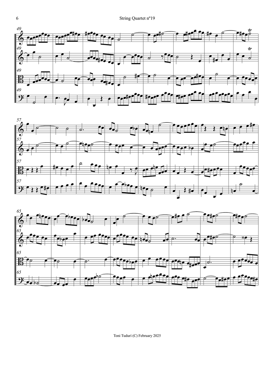 String quartet nº19 (Arrangement for string quartet of Trio Sonata BWV1037) String Quartet scores gallery preview page 6