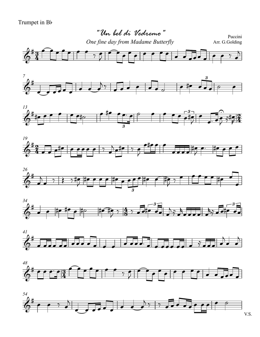 One Fine Day - Un Bel De Vredemo from Madame Butterfly Trumpet Solo scores gallery preview page 5