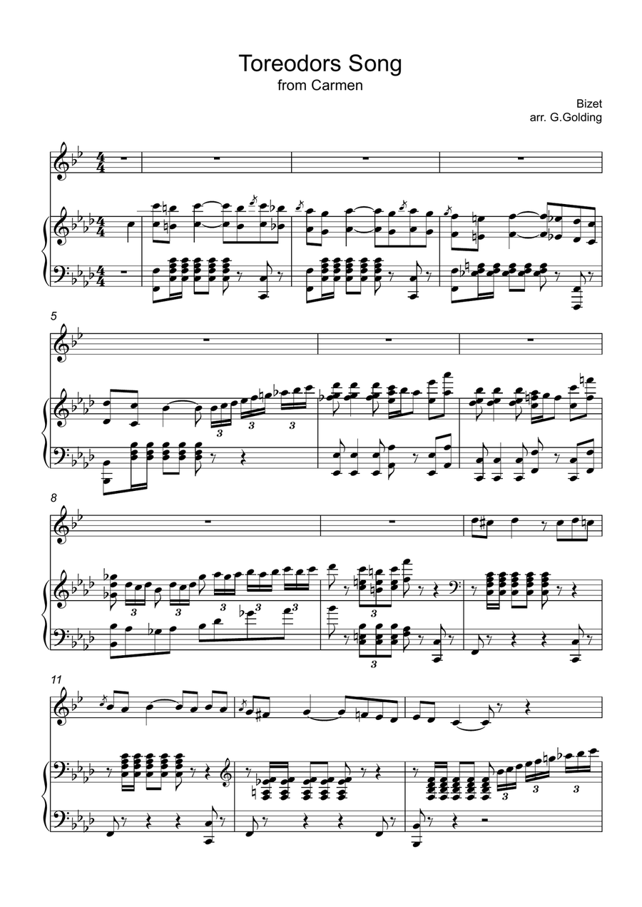 Toreodors Song from Carmen B-Flat Trumpet scores gallery preview page 1