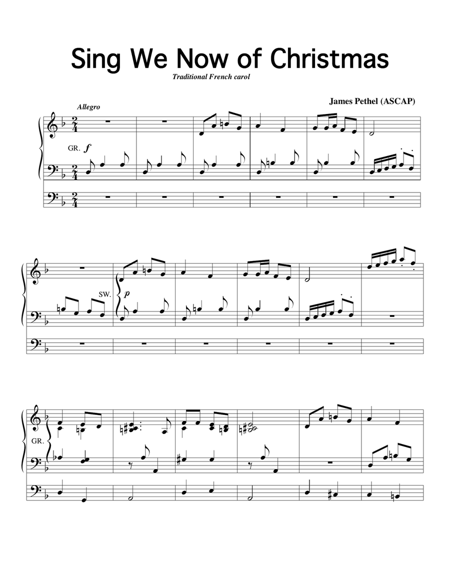 Sing We Now Of Christmas Sing We Now Of Christmas Organ Solo scores gallery preview page 1
