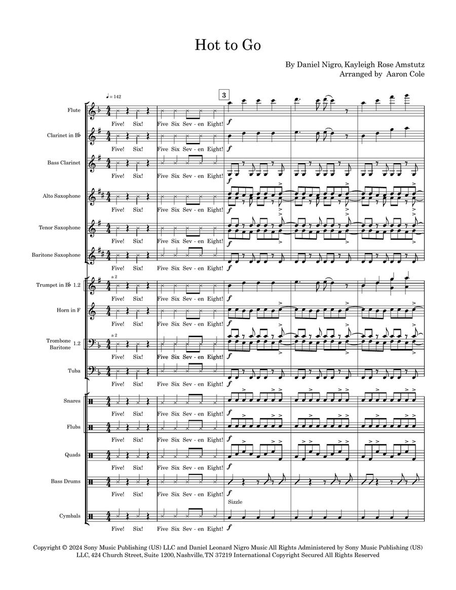 Hot To Go! Hot To Go! Marching Band scores gallery preview page 1