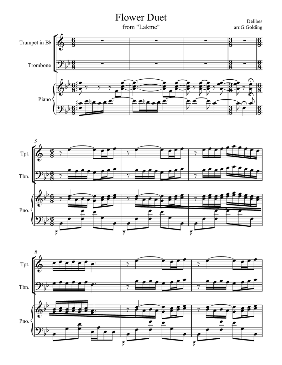 Flower Duet from Lakme Flower Duet from Lakme Trombone scores gallery preview page 1