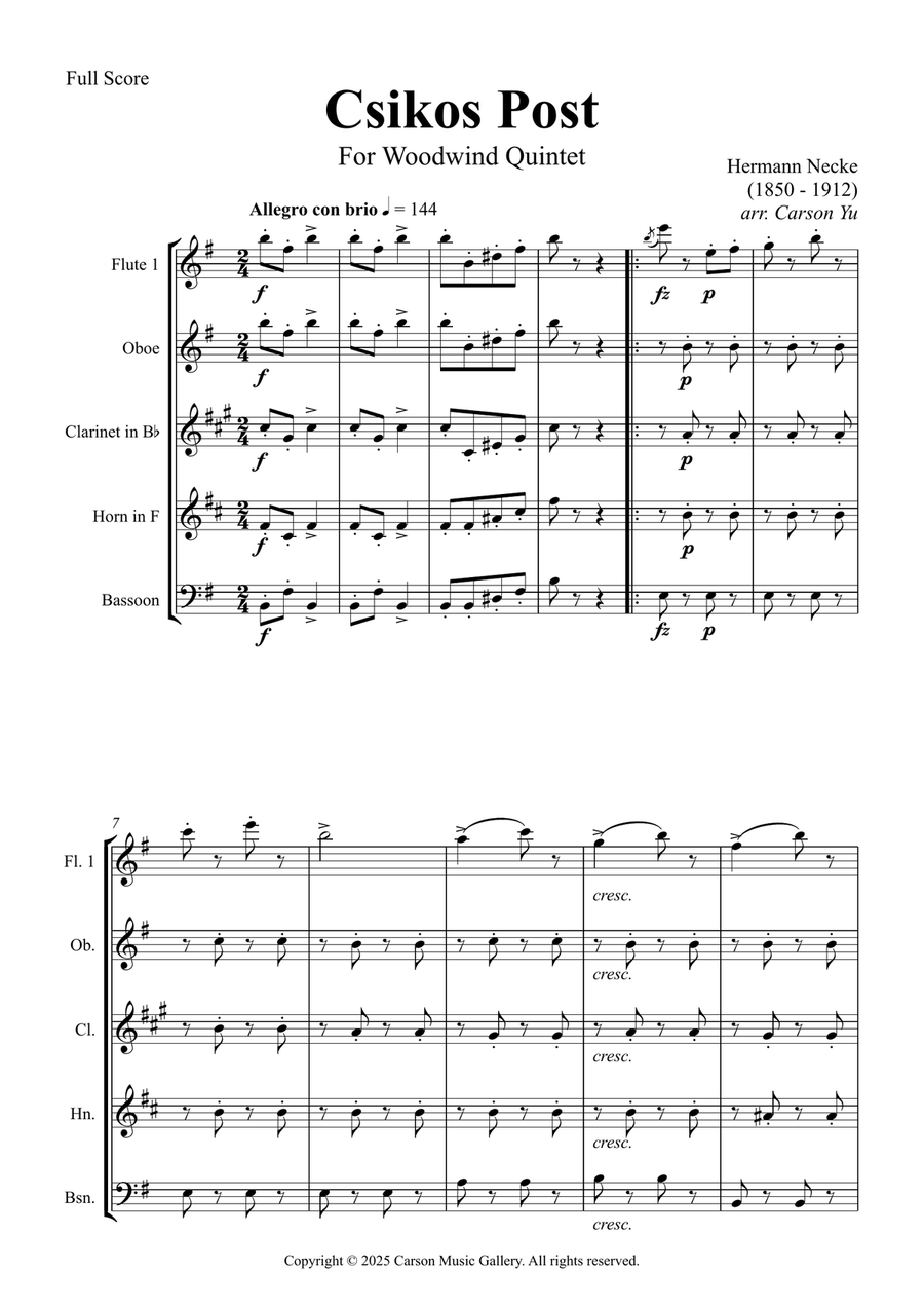 Csikós Post Woodwind Quintet scores gallery preview page 4