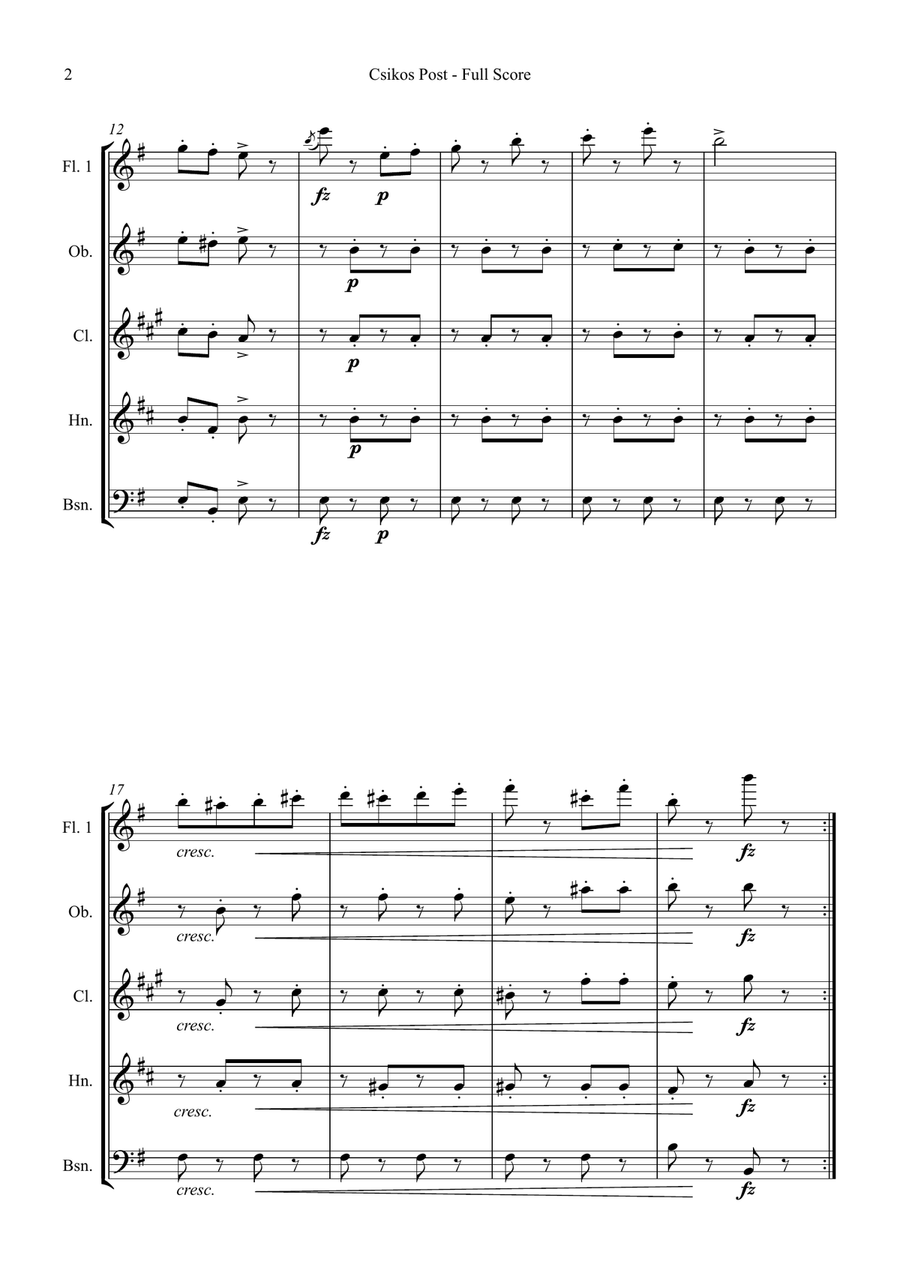 Csikós Post Woodwind Quintet scores gallery preview page 5