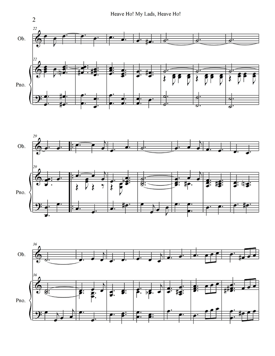 Heave Ho! My Lads, Heave Ho! - for Oboe with Piano Accompaniment Piano scores gallery preview page 4