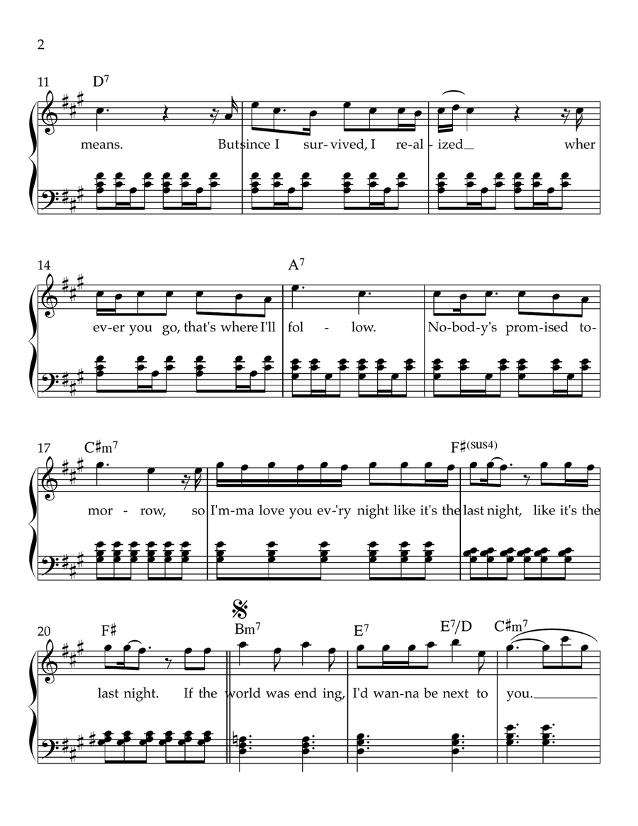 Die With A Smile Die With A Smile Piano Solo scores gallery preview page 2