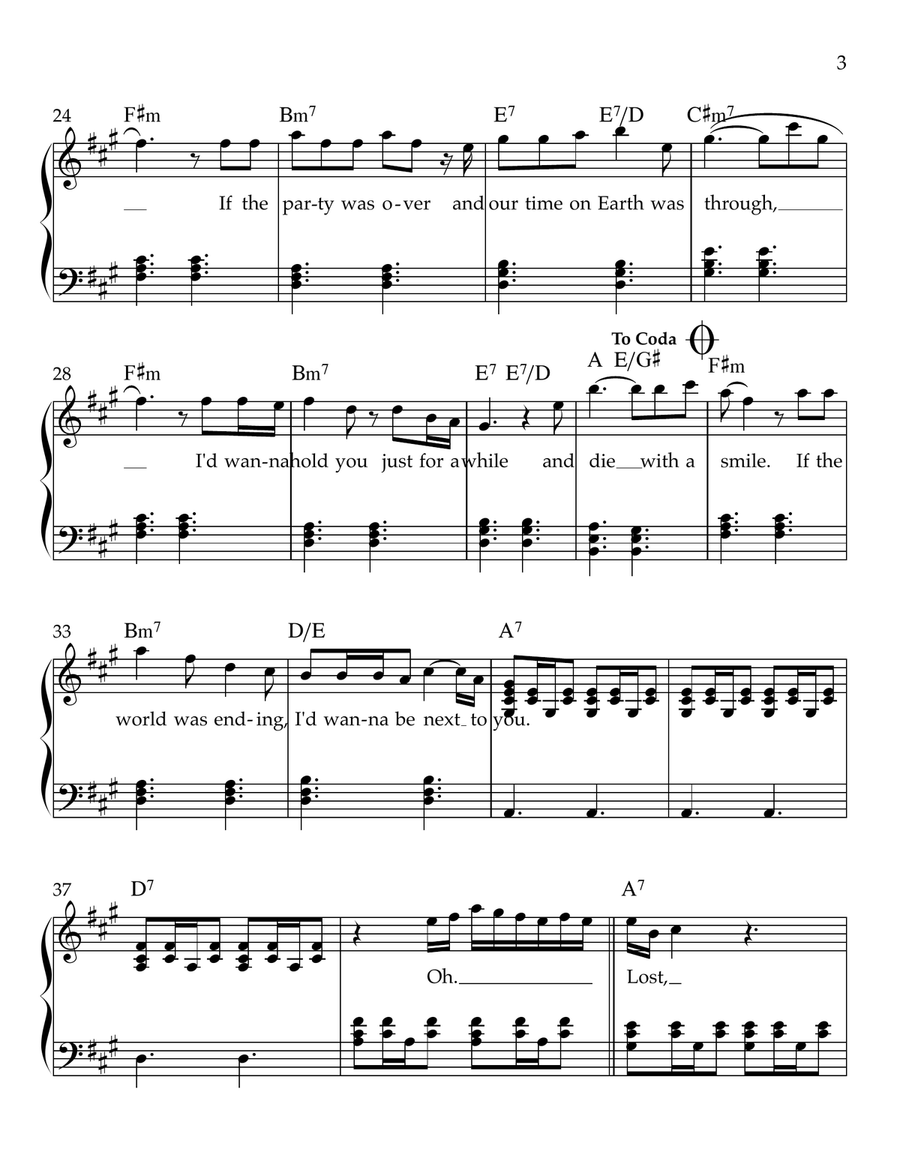 Die With A Smile Die With A Smile Piano Solo scores gallery preview page 3