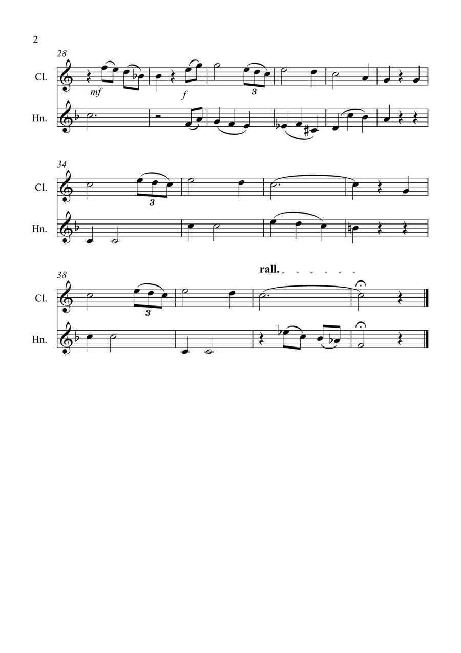 Amazing Grace for Clarinet and Horn Duet Woodwind Duet scores gallery preview page 2