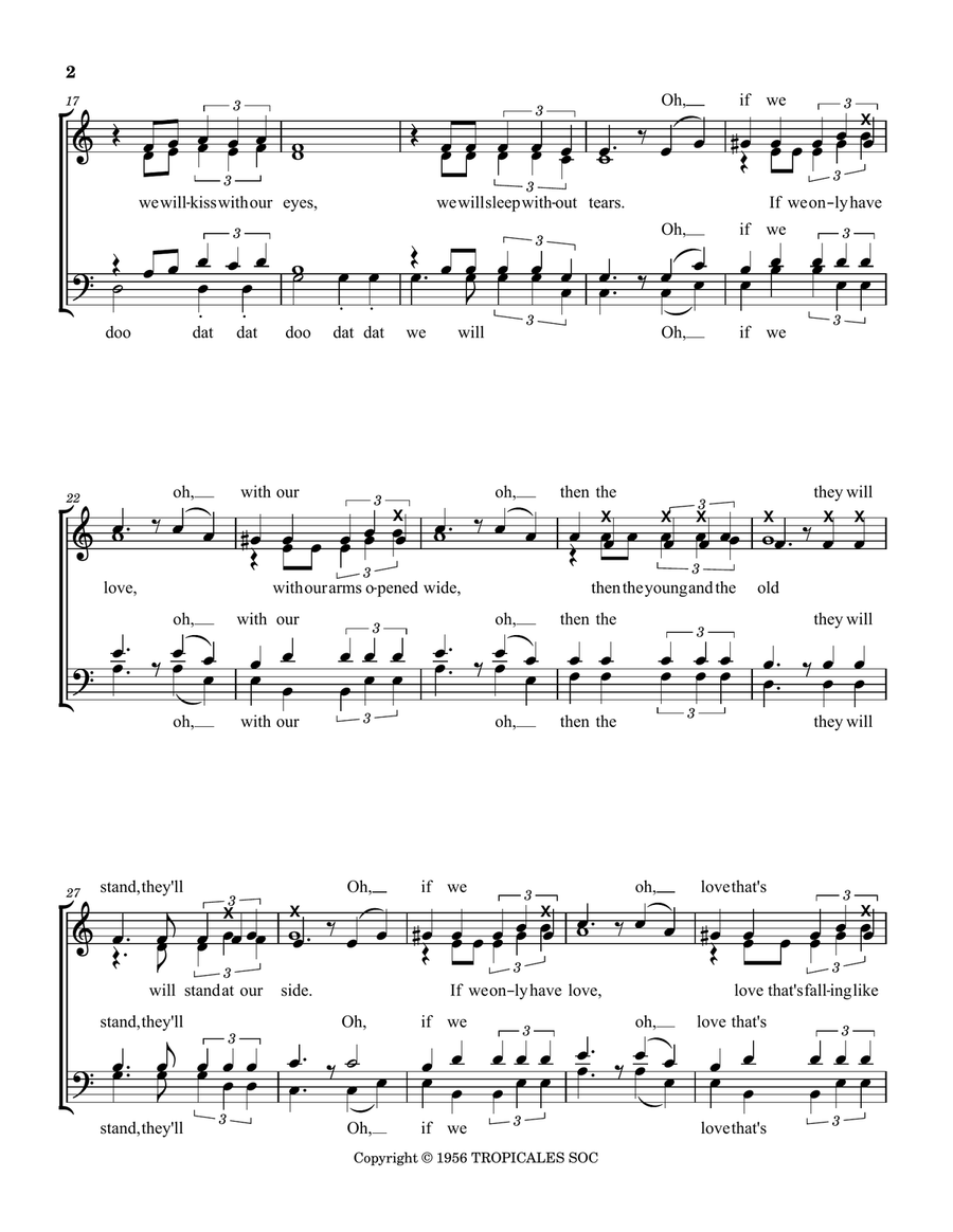 Quand On N'a Que L'amour 4-Part scores gallery preview page 2