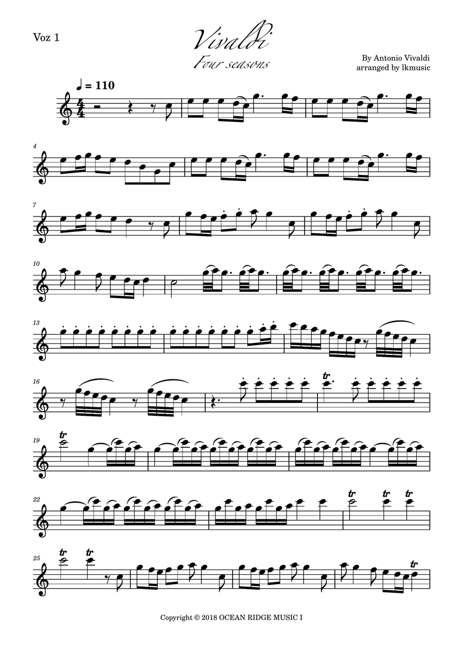The Four Seasons - Spring - Allegro 1 Flute Duet scores gallery preview page 4