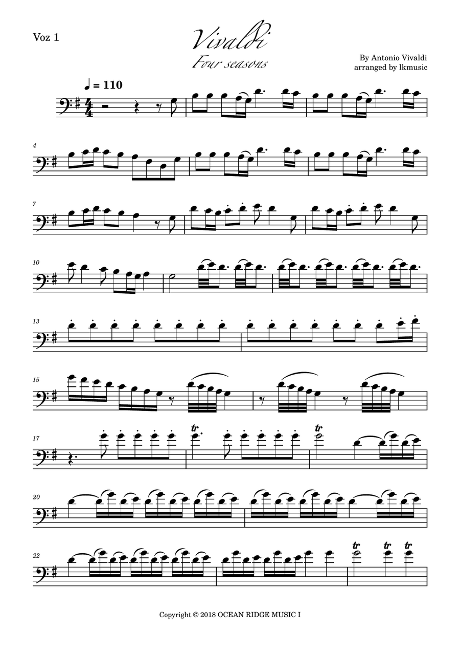 The Four Seasons - Spring - Allegro 1 String Duet scores gallery preview page 3