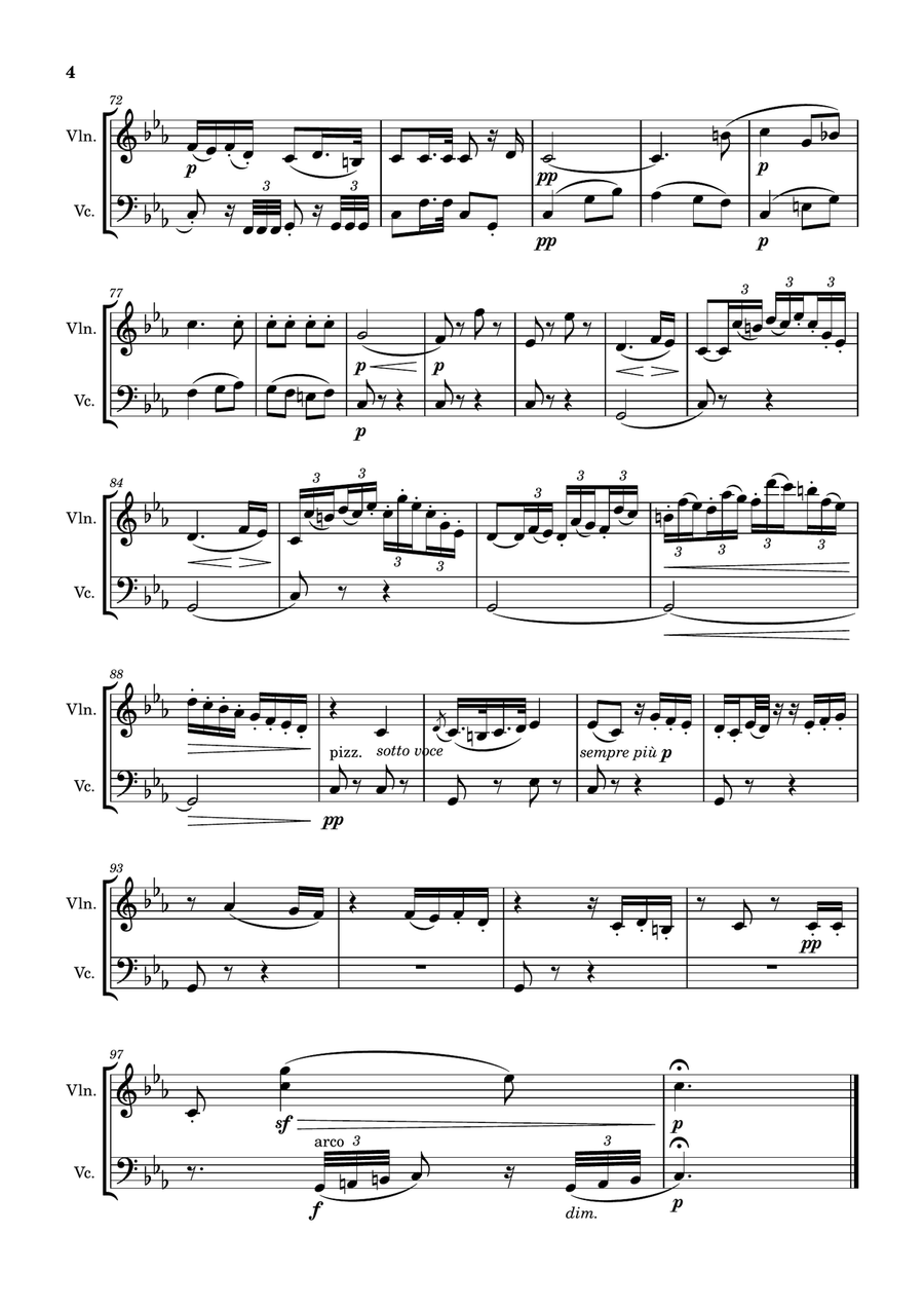 Symphony No.3, Op.55, II. Marcia funebre - Beethoven String Duet scores gallery preview page 4