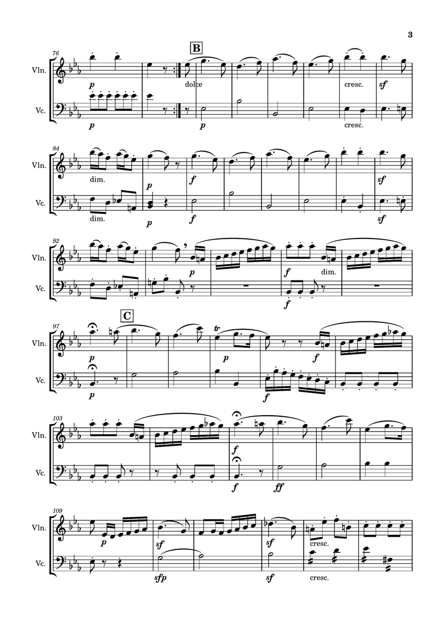 Symphony No.3, Op.55, IV - Finale - Beethoven String Duet scores gallery preview page 3