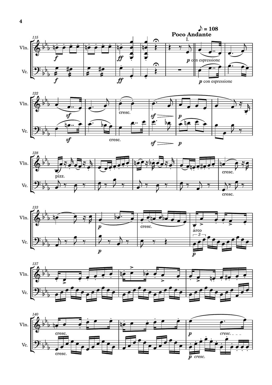 Symphony No.3, Op.55, IV - Finale - Beethoven String Duet scores gallery preview page 4
