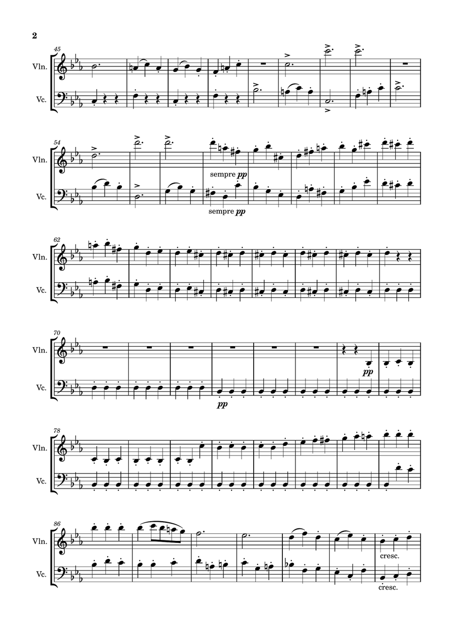 Symphony No.3, Op.55, III - Scherzo - Beethoven String Duet scores gallery preview page 2