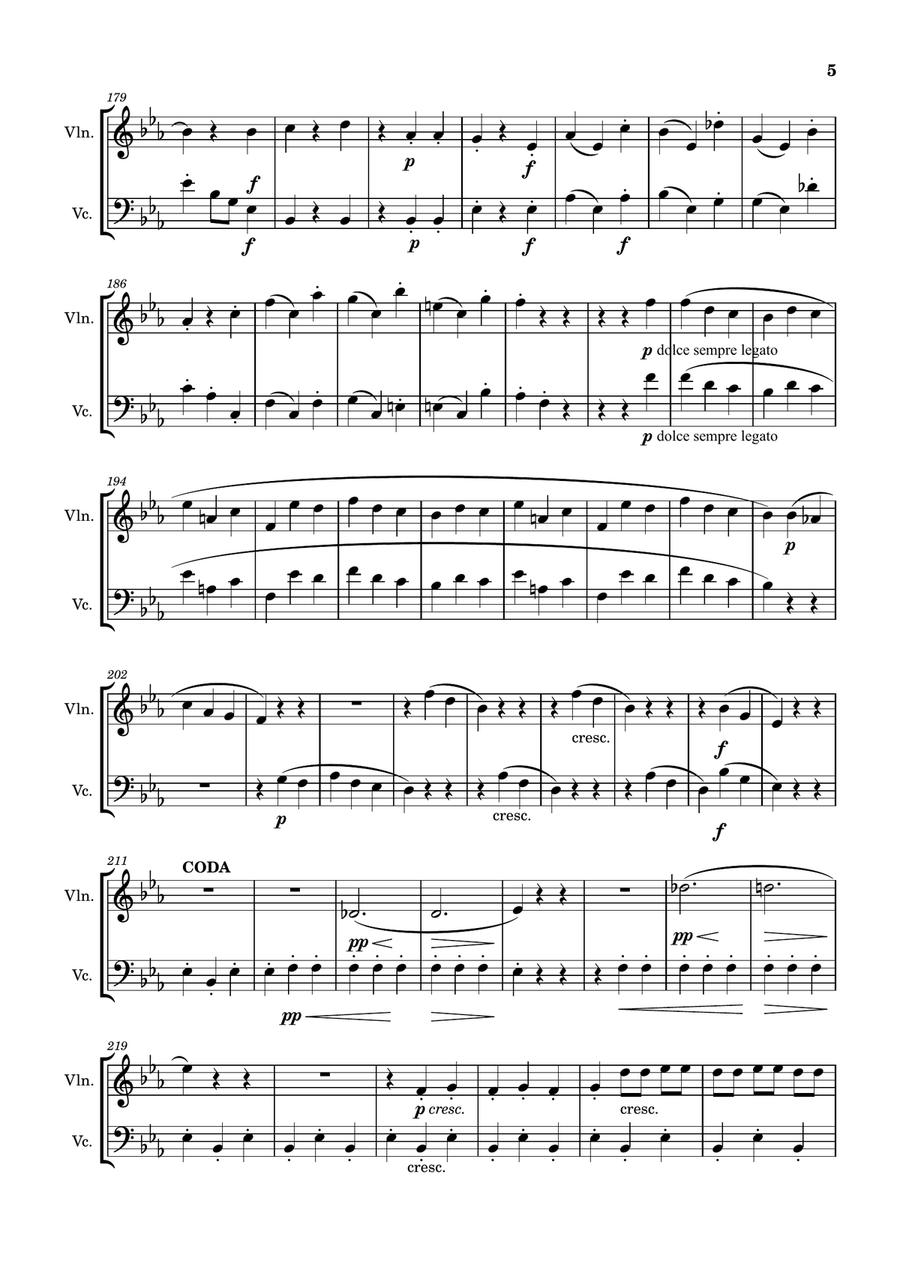 Symphony No.3, Op.55, III - Scherzo - Beethoven String Duet scores gallery preview page 5