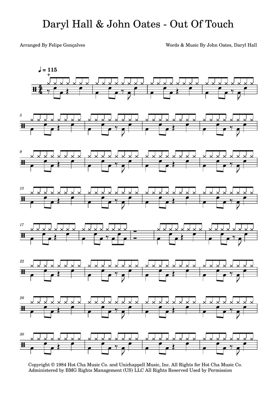 Out Of Touch Drum Set scores gallery preview page 1