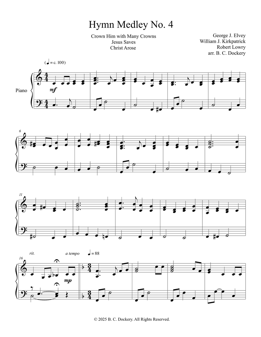 Hymn Medley No. 4 (Piano Solo) Piano Solo scores gallery preview page 1