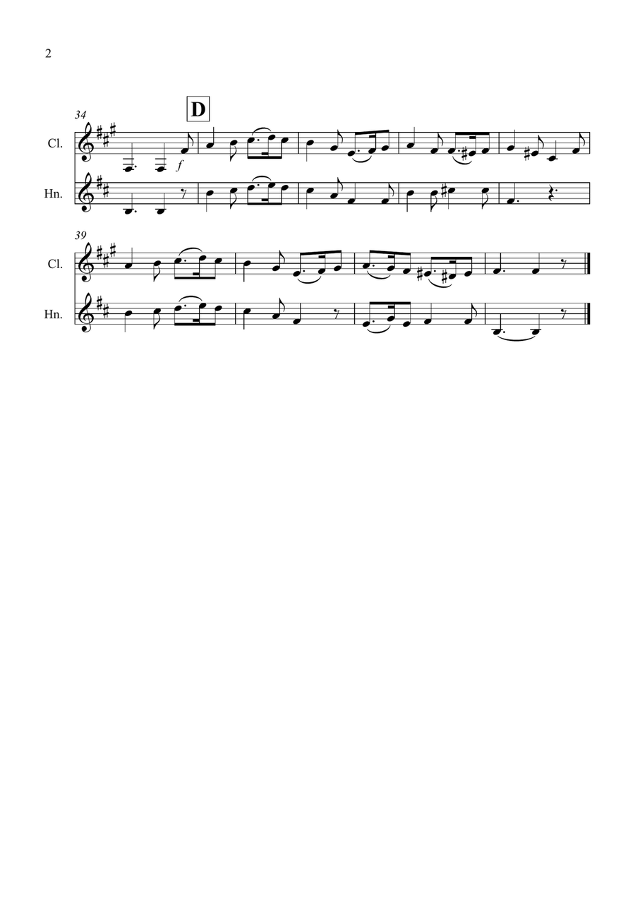 Greensleeves for Clarinet and Horn Duet Woodwind Duet scores gallery preview page 2