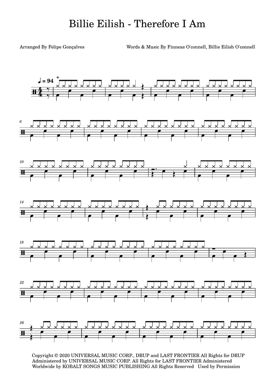 Therefore I Am Therefore I Am Drum Set scores gallery preview page 1